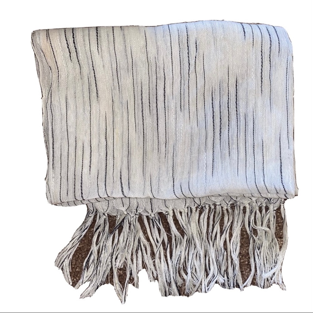 White Black Striped Rectangle Shawl Hijab Scarf